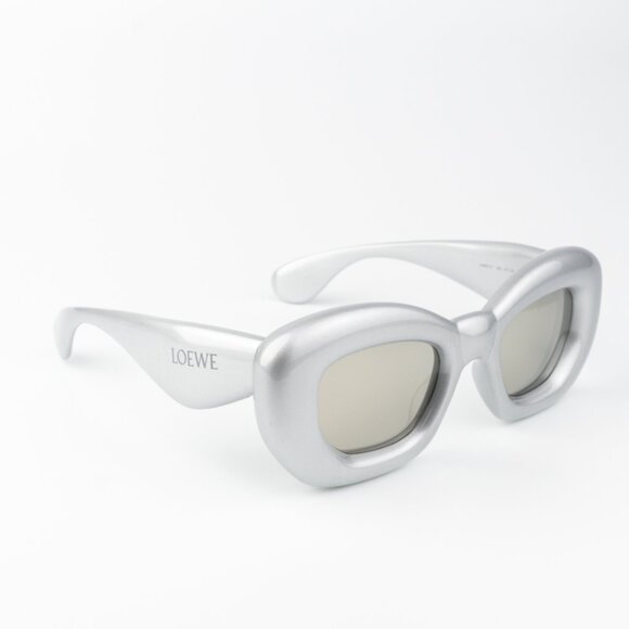 Loewe Women Sunglasses LW40117I 20C Metallized Silver Grey Smoke Mirror Cat Eye - Picture 11 of 14